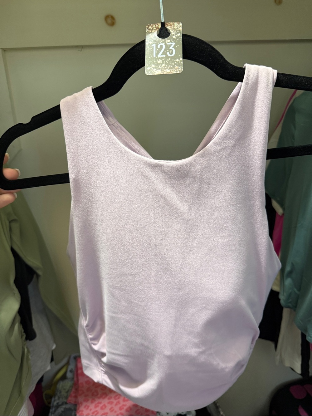 123 Athleta Conscious twist Crop Bra Light Lavender Racerback